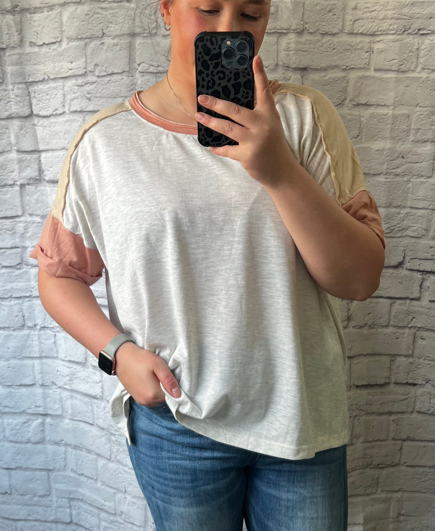 light gray - color block tee