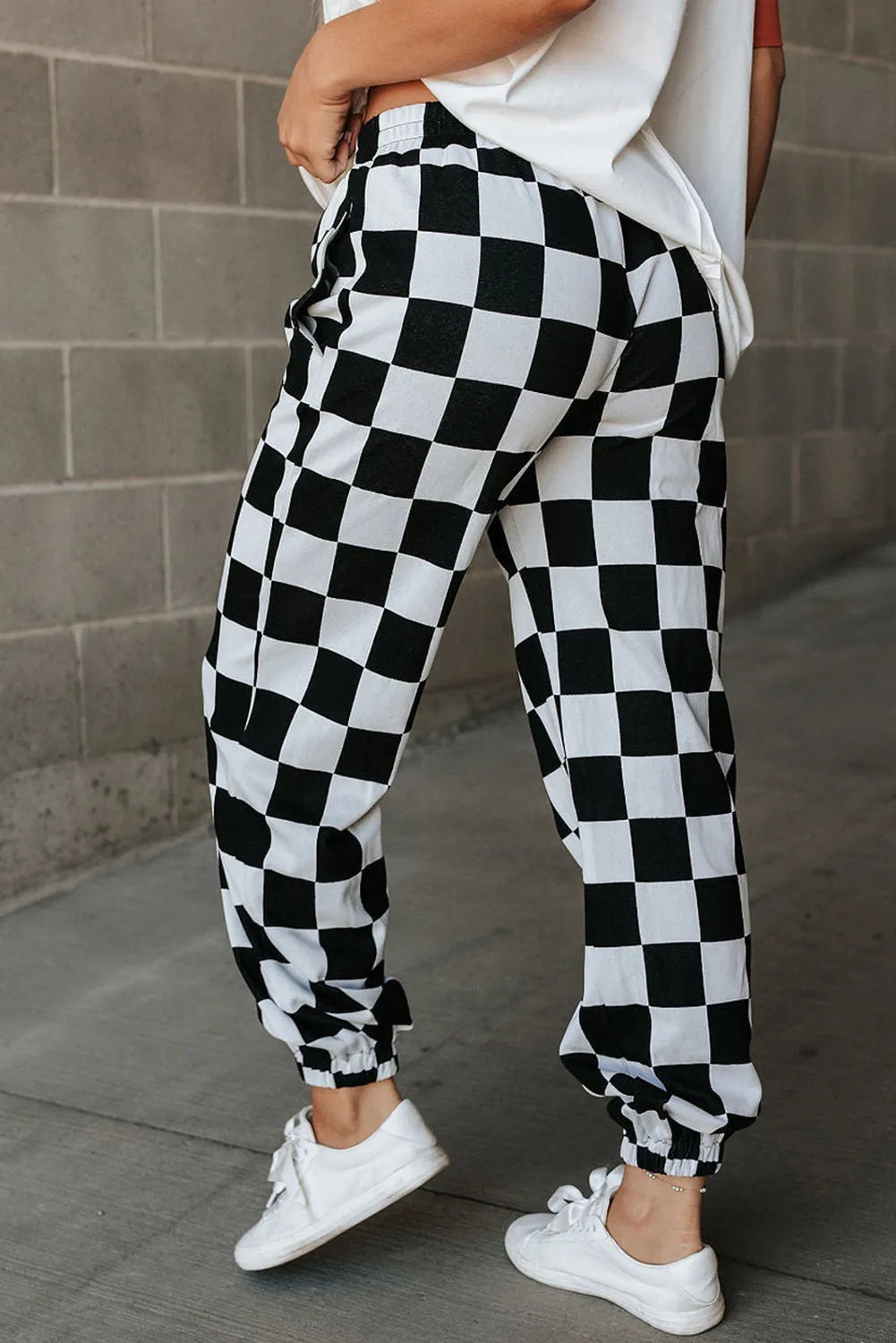 Black and white checkered joggers