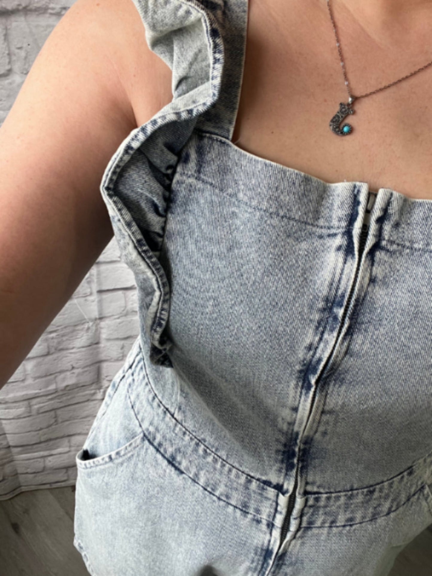 denim - romper - stretchy
