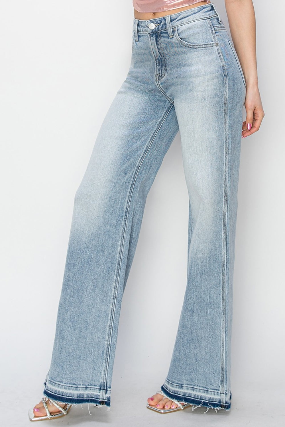 risen wide legged denim