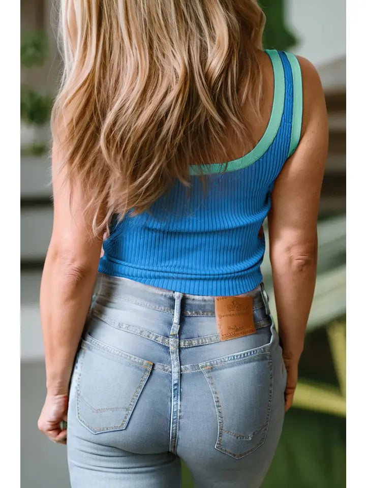 Casual Ribbed Tank - Blue - The Vintage Turquoise - Western Fashion - Women's Clothing