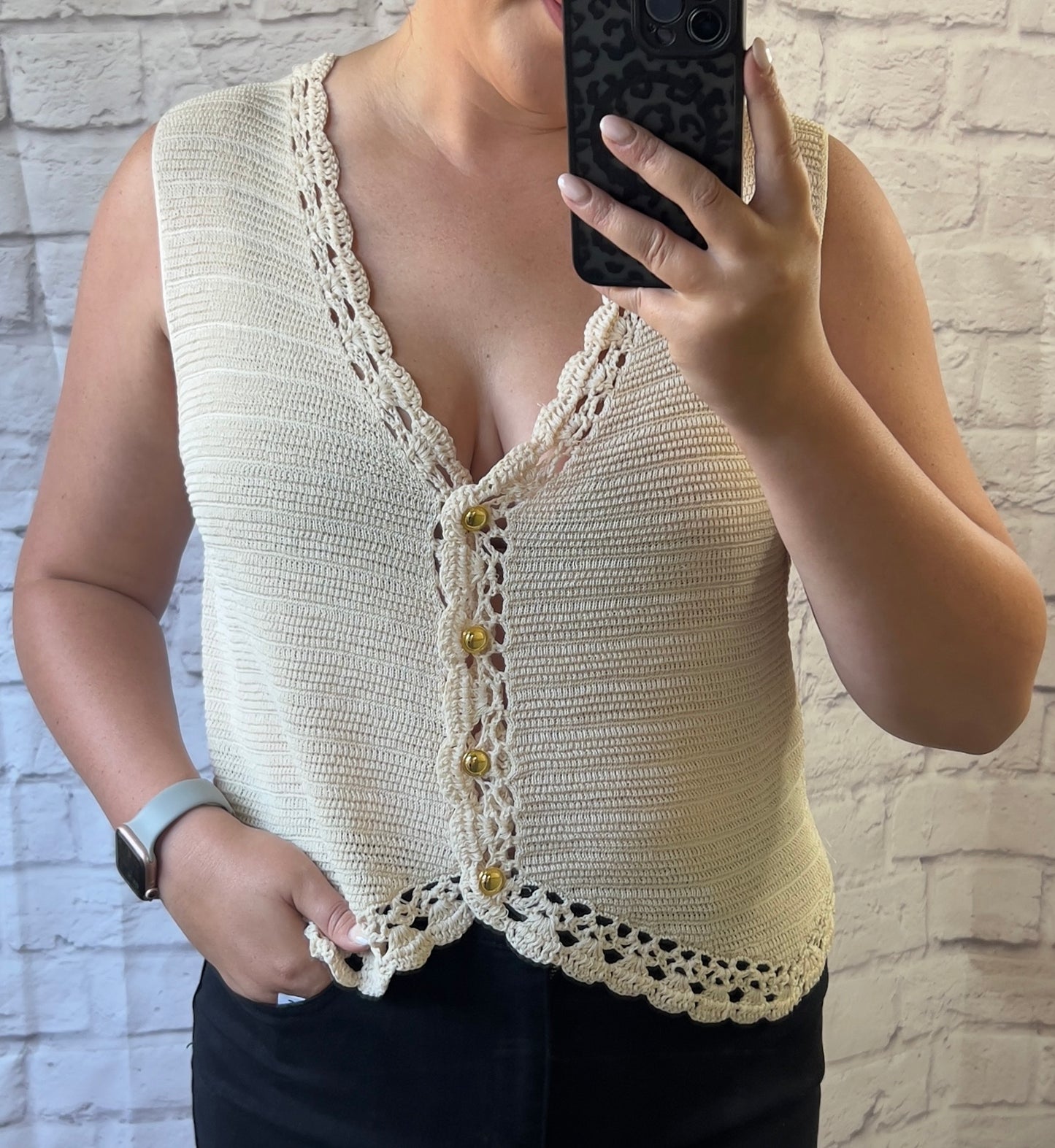 Cream Knit Tank Top