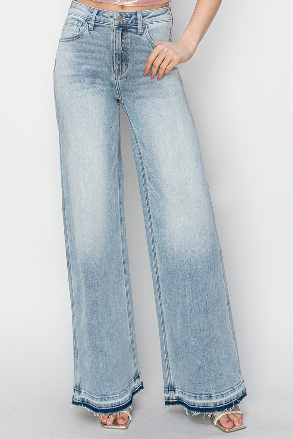 risen wide legged denim