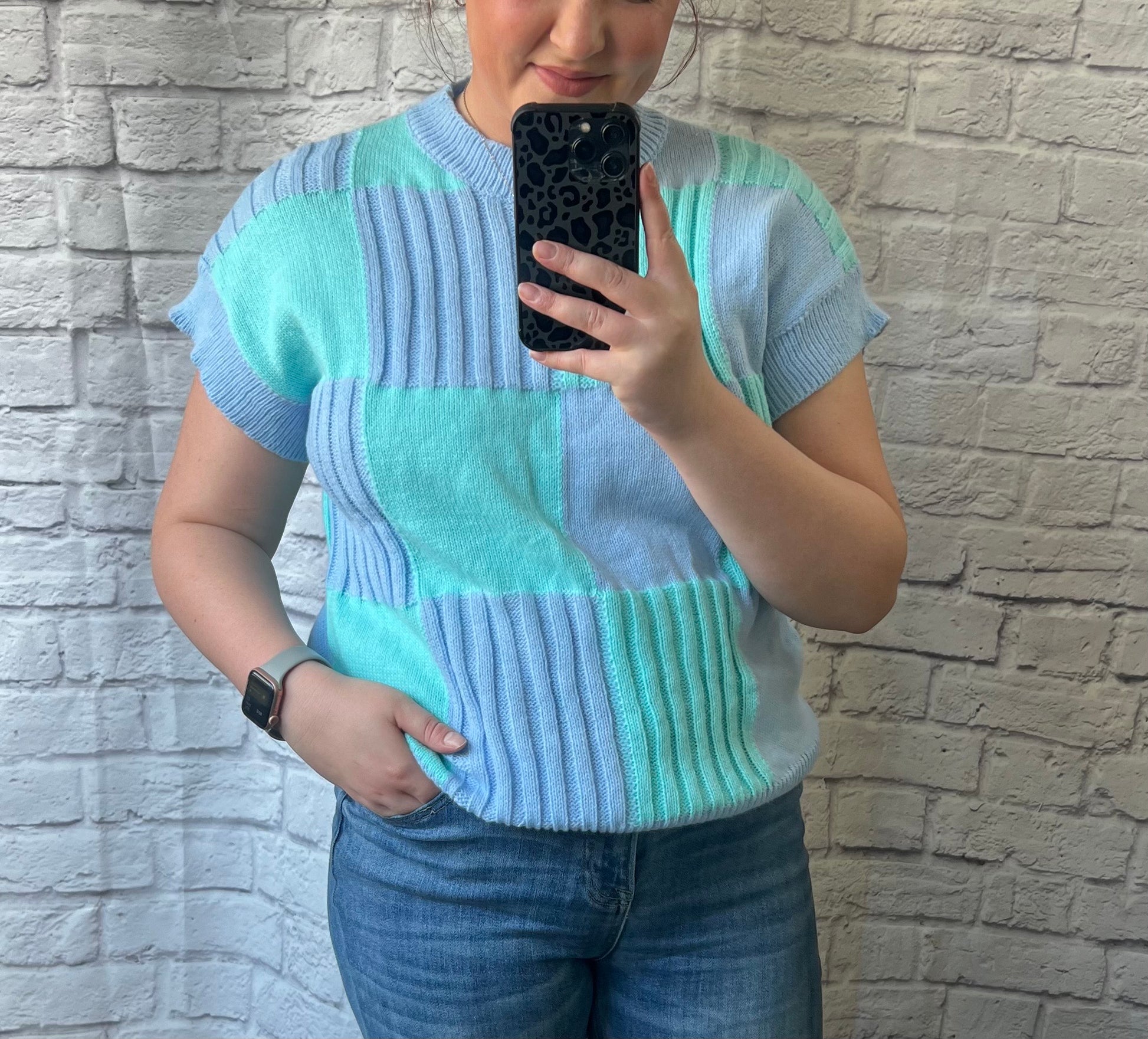 blue-checkered-sweater