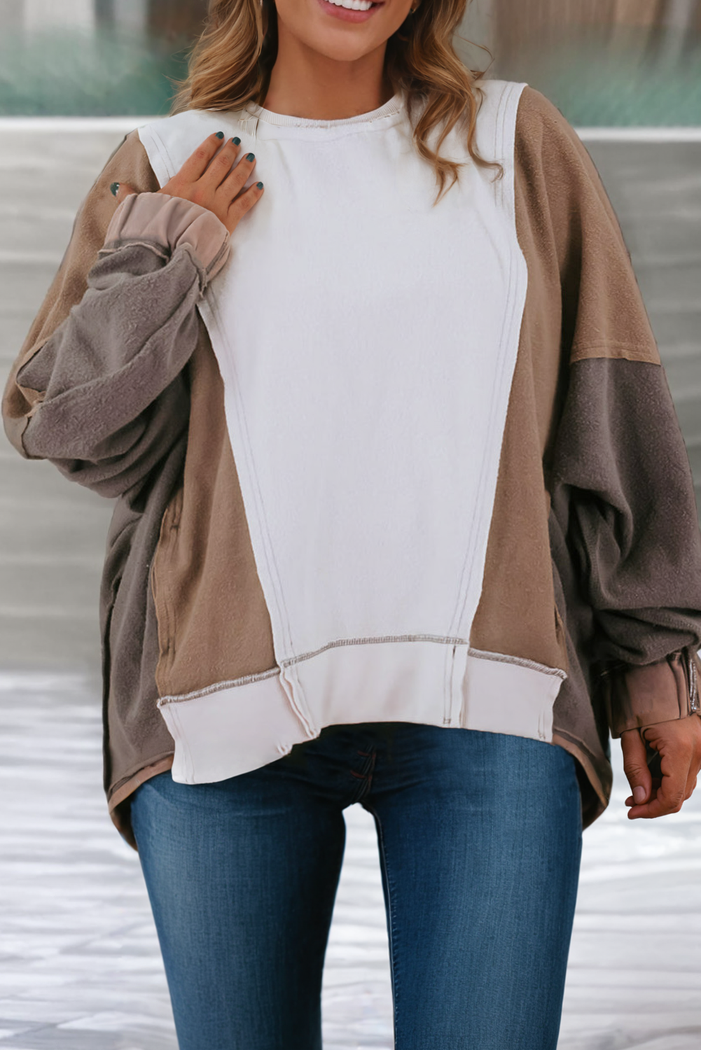 Brown and White Sweatshirt 