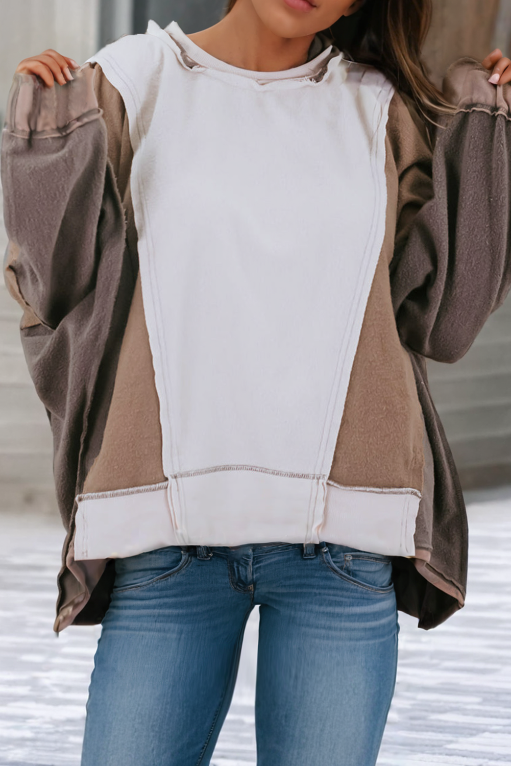 Brown and White Sweatshirt 