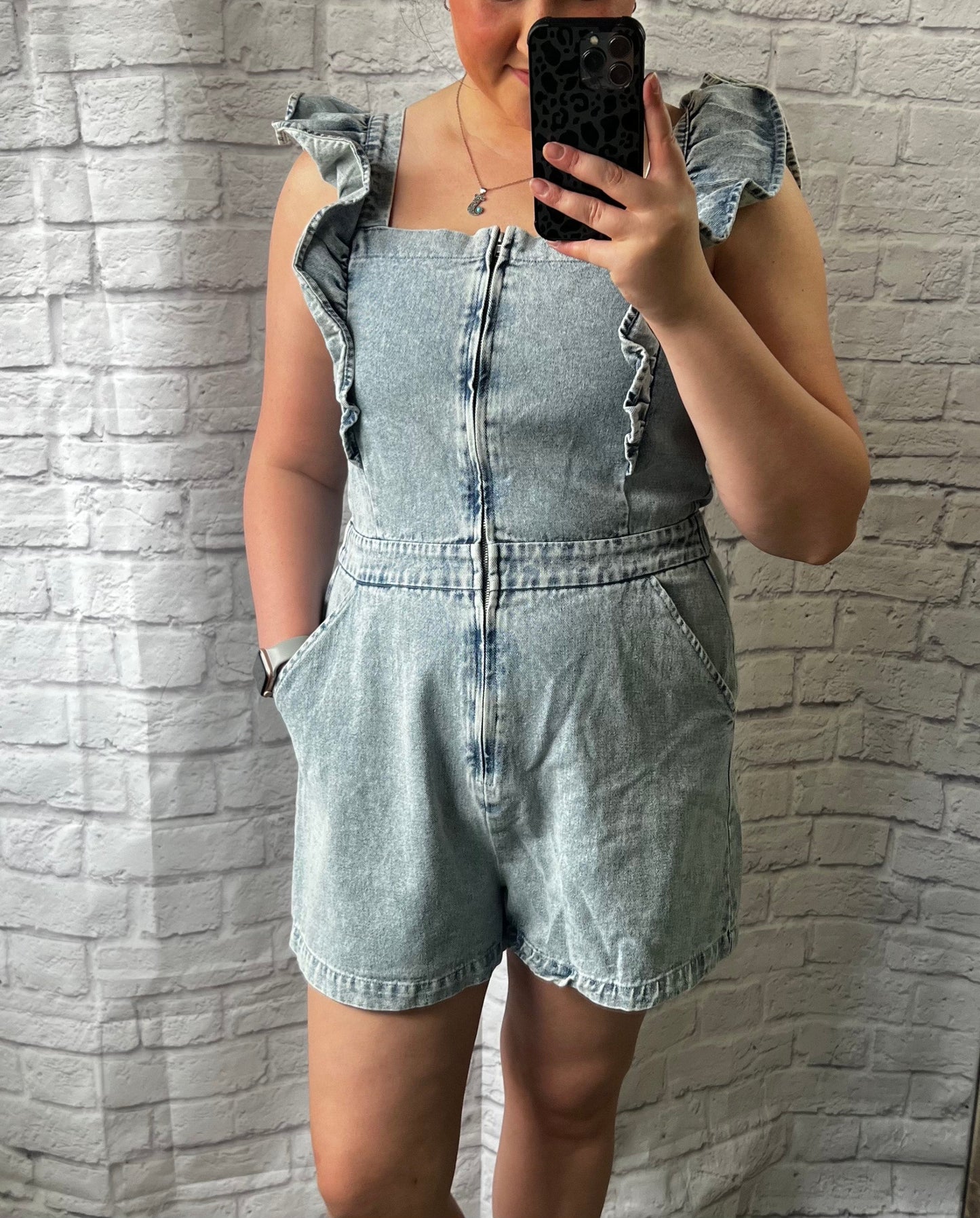denim - romper - stretchy