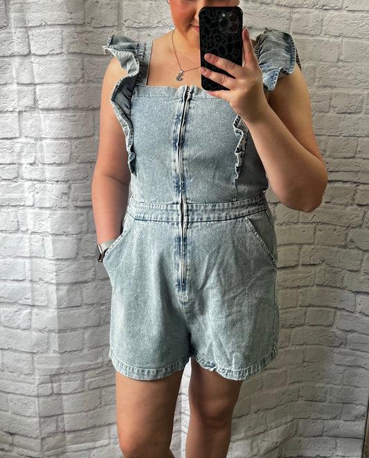 denim - romper - stretchy