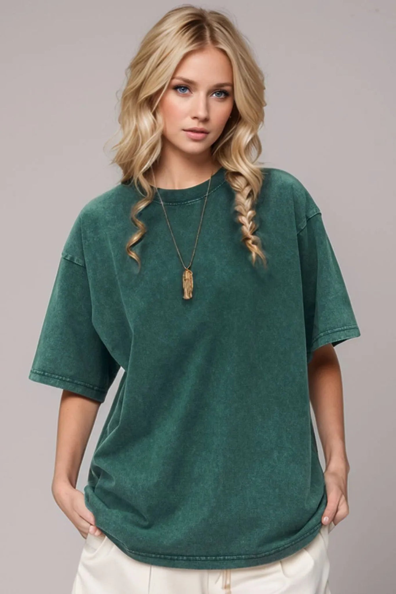 Basic Bae round neck half sleeve t-shirt with soft stretchy fabric, relaxed everyday fit, and classic crew neckline. Casual boutique basic perfect for layering, lounging, or pairing with jeans and shorts for an effortless everyday look.