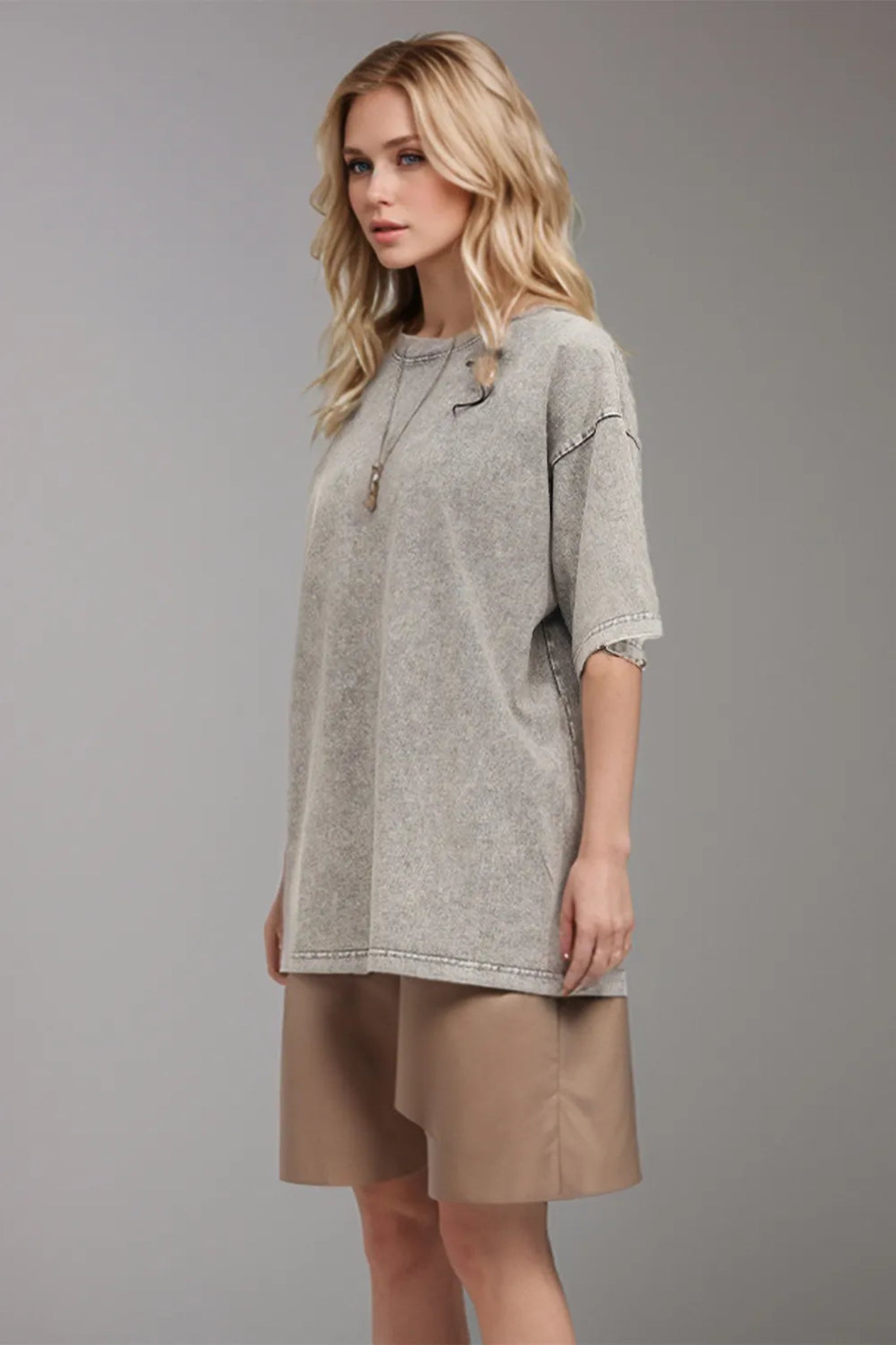 Basic Bae round neck half sleeve t-shirt featuring soft stretchy fabric, relaxed everyday fit, and classic crew neckline. Casual boutique basic perfect for layering, lounging, or pairing with jeans and shorts for an effortless everyday look.