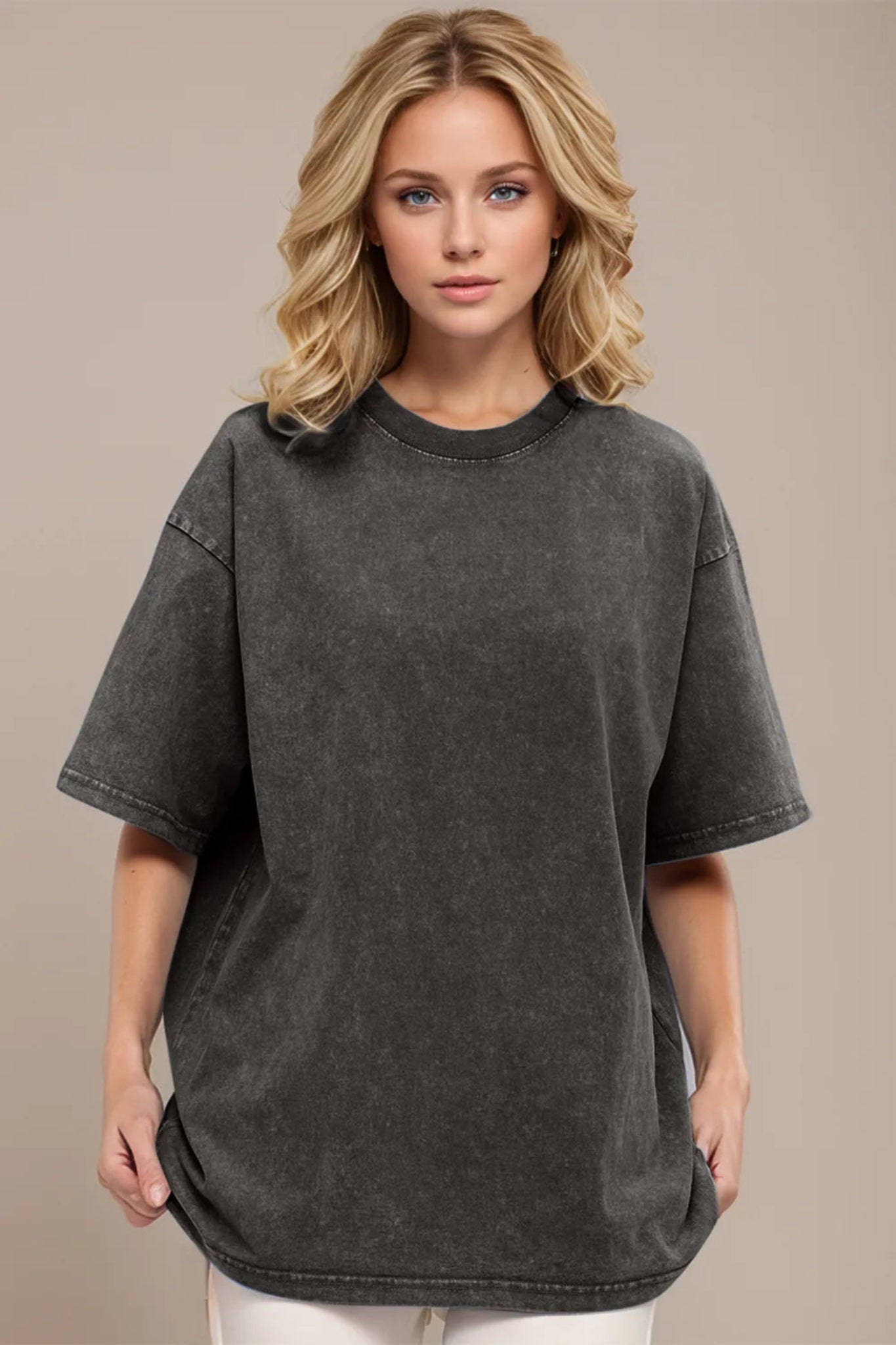 Basic Bae round neck half sleeve t-shirt with soft stretchy fabric, relaxed everyday fit, and classic crew neckline. Casual boutique basic perfect for layering, lounging, or pairing with jeans and shorts for an effortless everyday look.