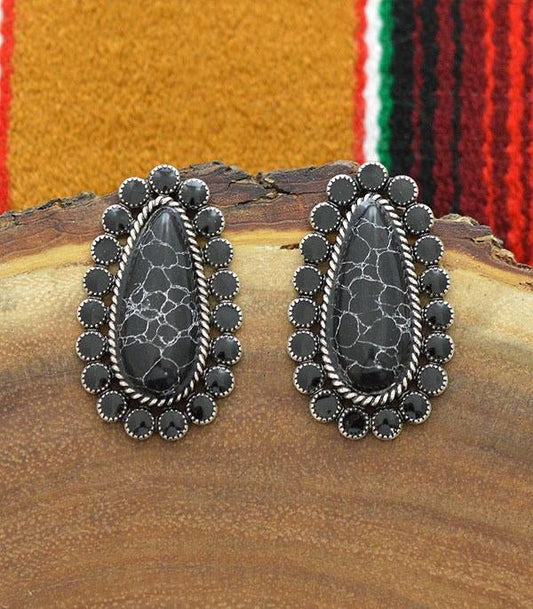 Black Post Earrings - The Vintage Turquoise