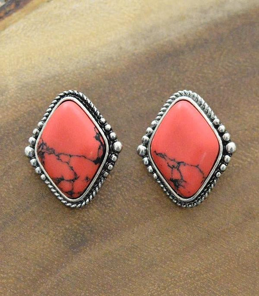 Coral Post Earrings - The Vintage Turquoise