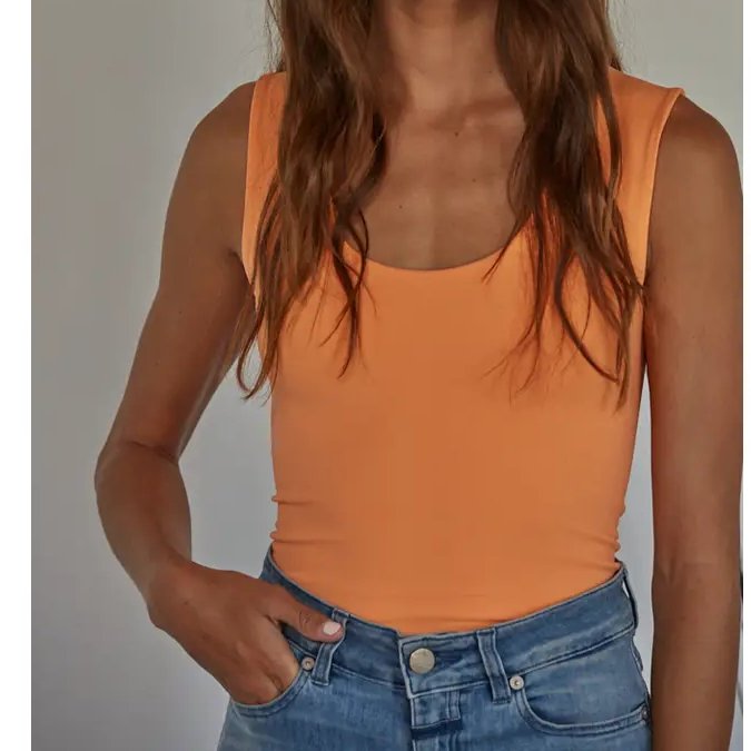 Neon Orange Tank - Cropped - The Vintage Turquoise - Western Fashion - Women's Clothing 