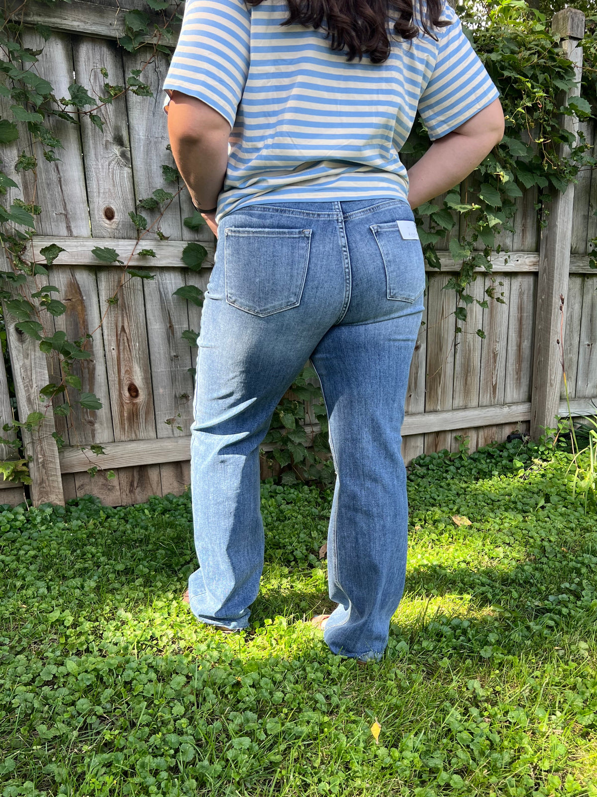 light wash straight denim - risen 