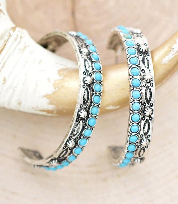 Turquoise Aztec Hoop Earrings - The Vintage Turquoise