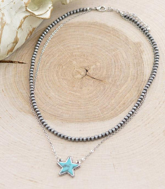 Turquoise Star Navajo Bead Layered Necklace - The Vintage Turquoise